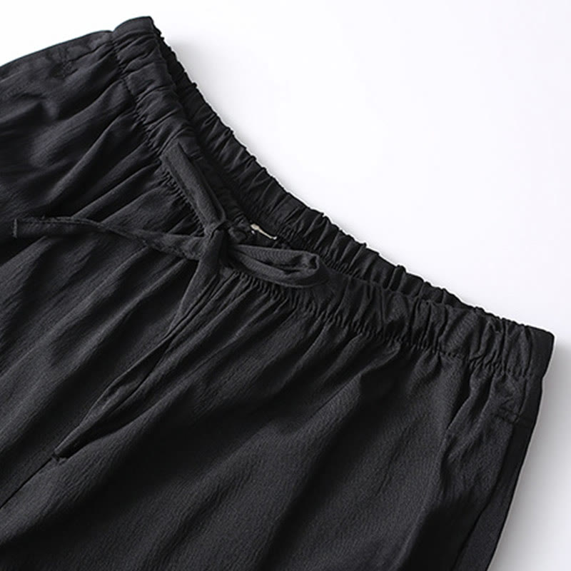 2Pcs Tang Suit Traditional Frog-Button Men's Long Sleeve Shirt Pants Clothing Set - Image 12