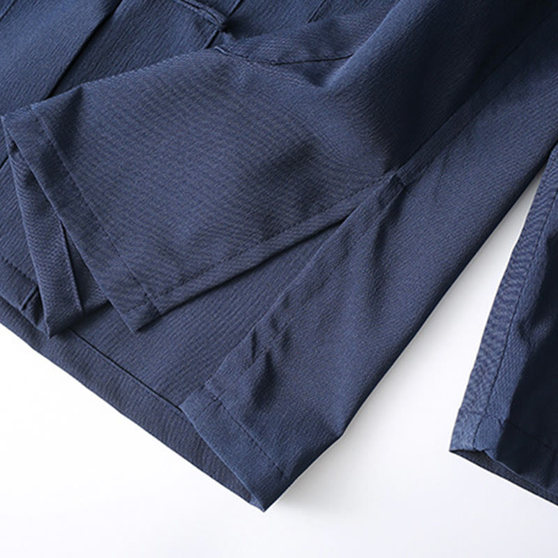 2Pcs Tang Suit Traditional Frog-Button Men's Long Sleeve Shirt Pants Clothing Set - Image 7