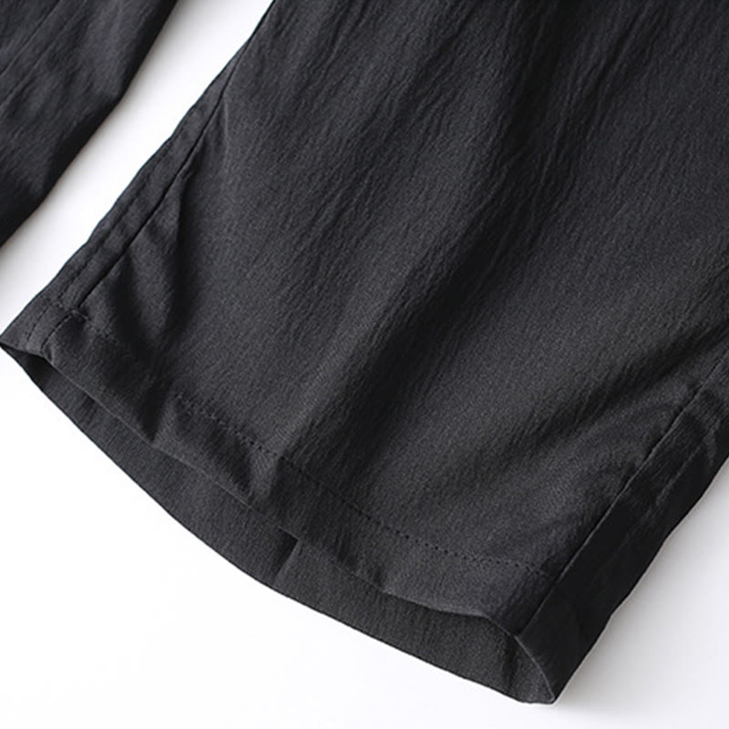 2Pcs Tang Suit Traditional Frog-Button Men's Long Sleeve Shirt Pants Clothing Set - Image 14