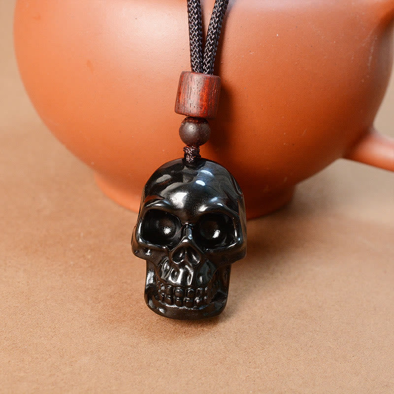 Black Obsidian String Skeleton Fulfilment Necklace Pendant - Image 15