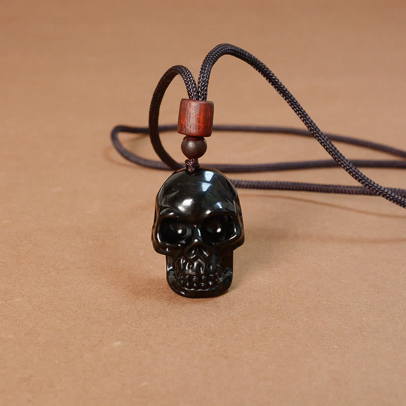 Black Obsidian String Skeleton Fulfilment Necklace Pendant - Image 14