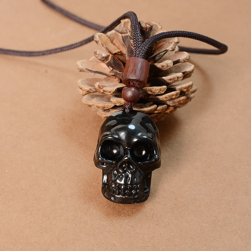 Black Obsidian String Skeleton Fulfilment Necklace Pendant - Image 13