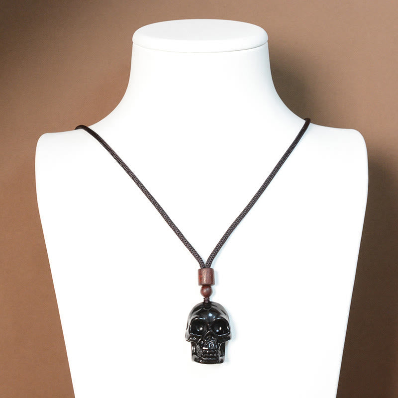 Black Obsidian String Skeleton Fulfilment Necklace Pendant - Image 18