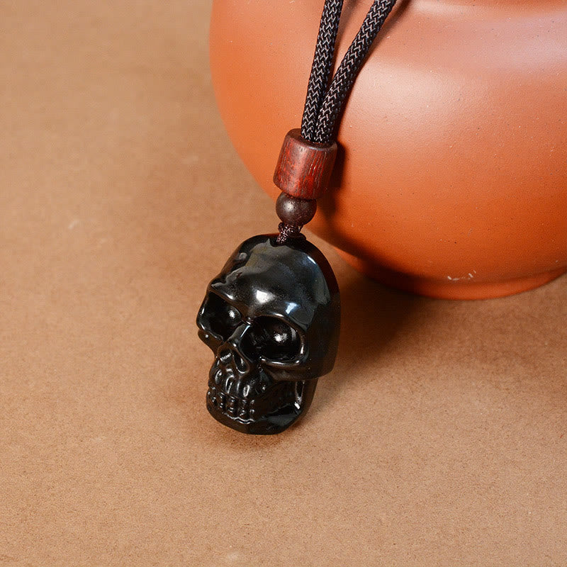 Black Obsidian String Skeleton Fulfilment Necklace Pendant - Image 16