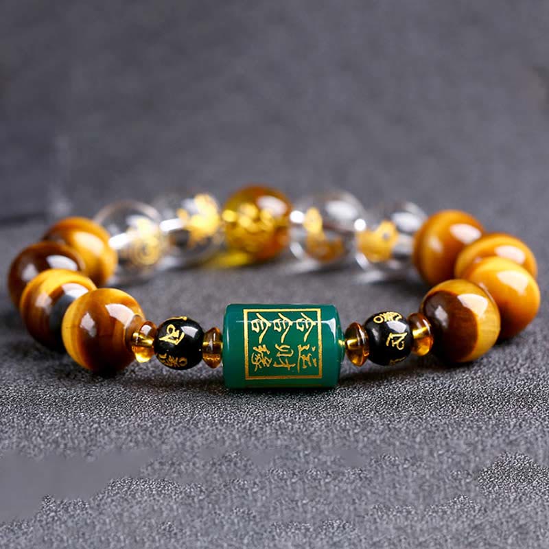 Chinese Zodiac Tiger Eye White Crystal Courage Bracelet - Image 19