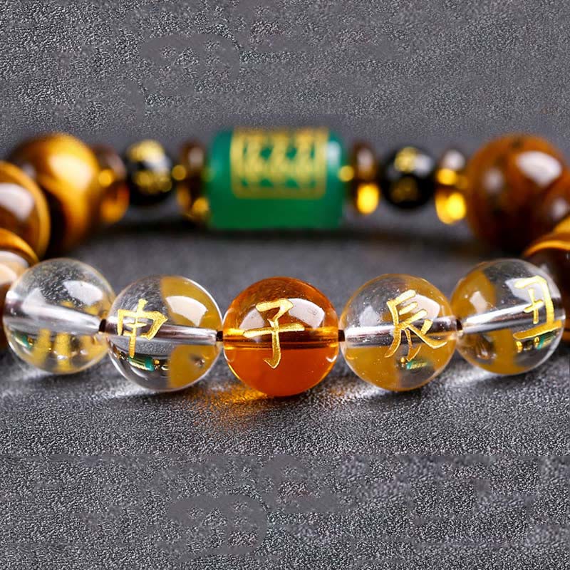 Chinese Zodiac Tiger Eye White Crystal Courage Bracelet - Image 16