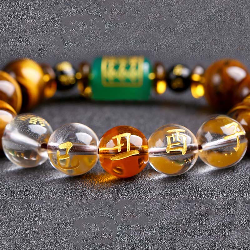 Chinese Zodiac Tiger Eye White Crystal Courage Bracelet - Image 31