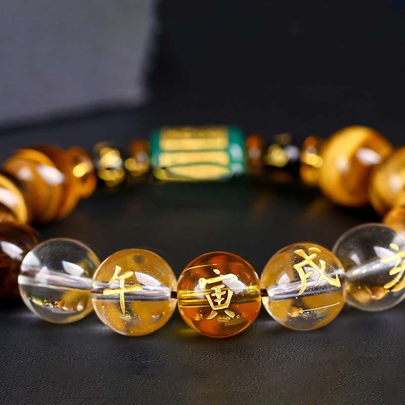 Chinese Zodiac Tiger Eye White Crystal Courage Bracelet - Image 33