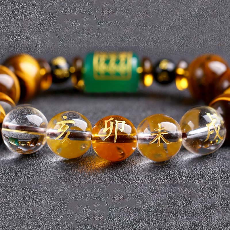 Chinese Zodiac Tiger Eye White Crystal Courage Bracelet - Image 35
