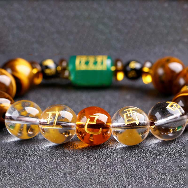 Chinese Zodiac Tiger Eye White Crystal Courage Bracelet - Image 39