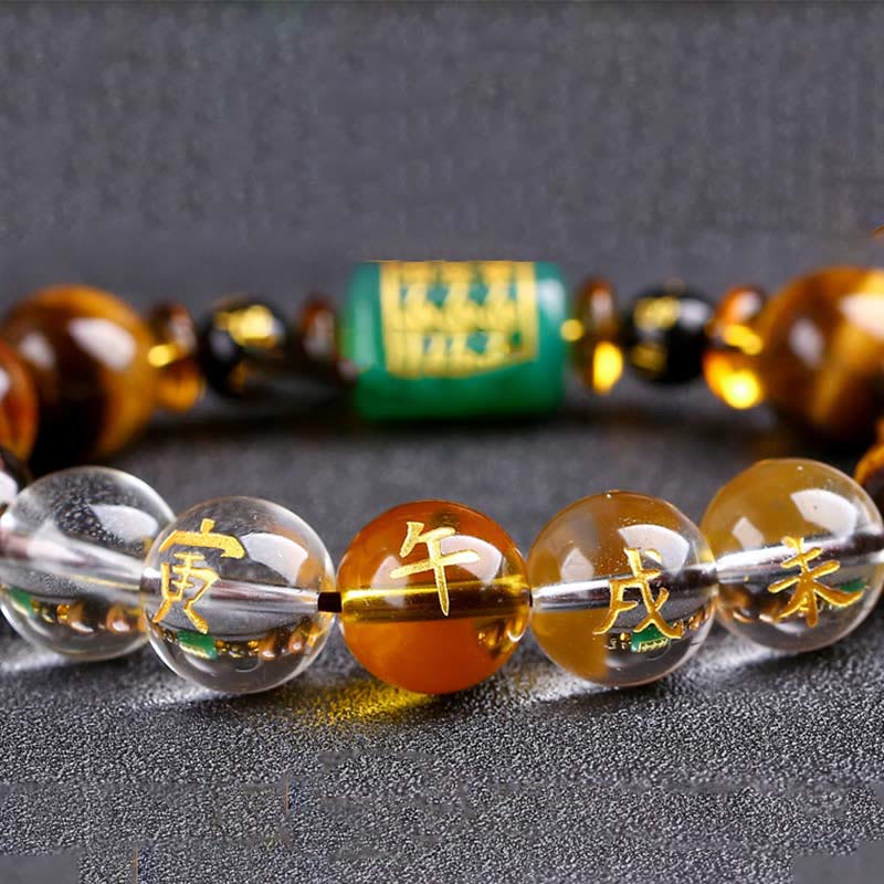Chinese Zodiac Tiger Eye White Crystal Courage Bracelet - Image 40