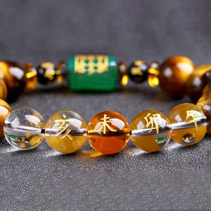 Chinese Zodiac Tiger Eye White Crystal Courage Bracelet - Image 42