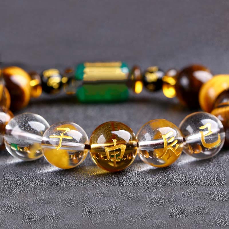 Chinese Zodiac Tiger Eye White Crystal Courage Bracelet - Image 47