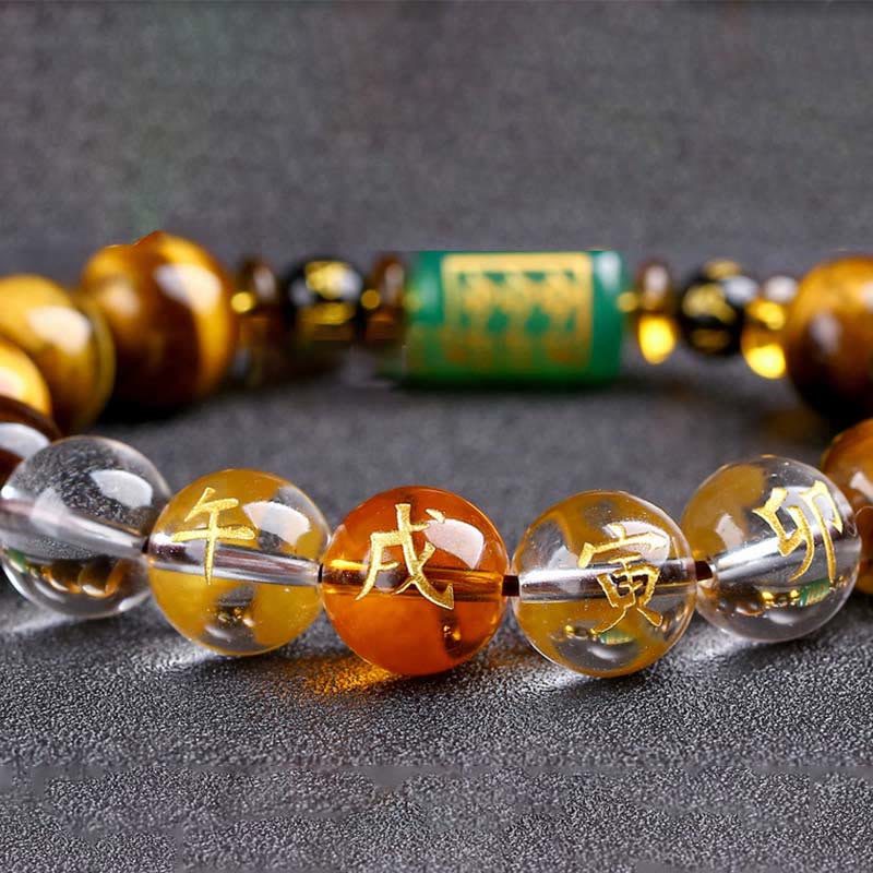 Chinese Zodiac Tiger Eye White Crystal Courage Bracelet - Image 52