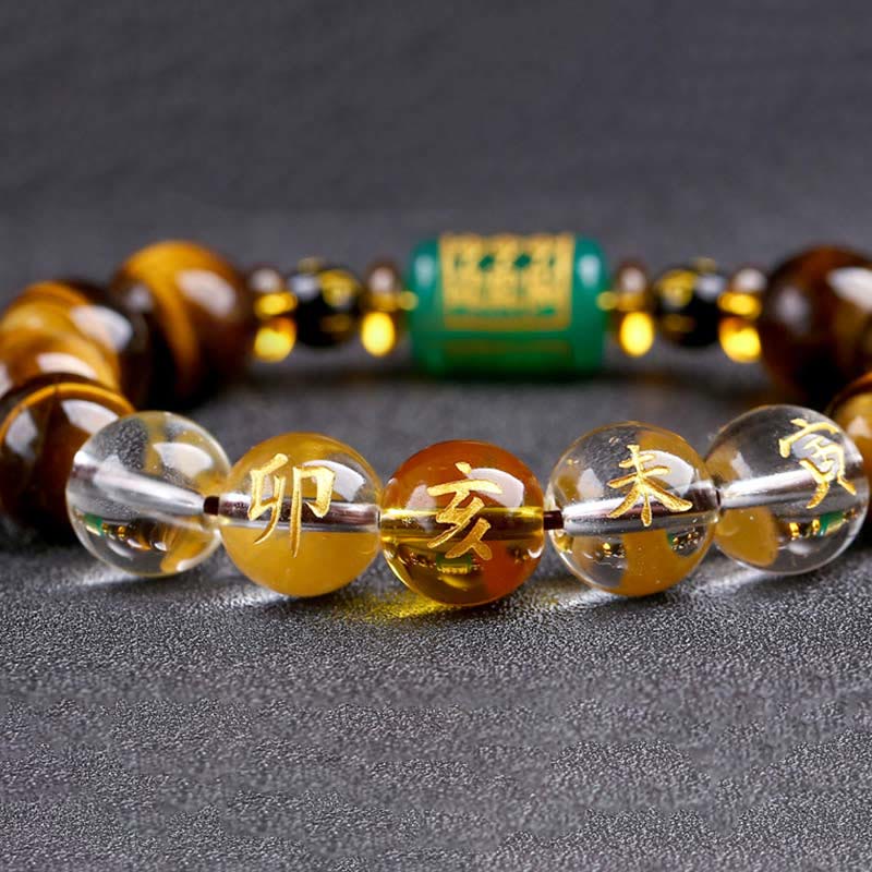Chinese Zodiac Tiger Eye White Crystal Courage Bracelet - Image 54