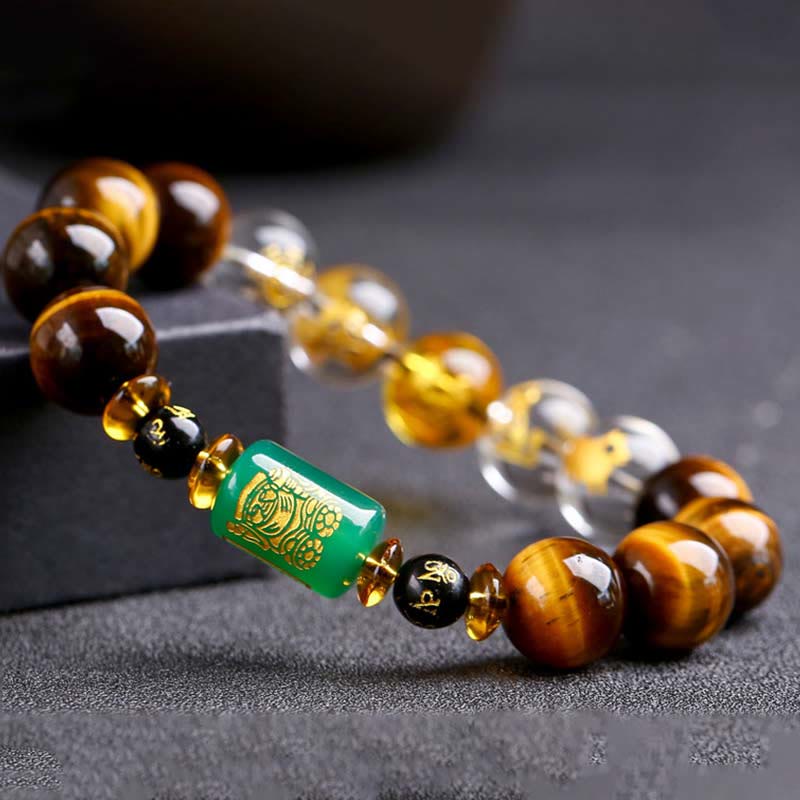 Chinese Zodiac Tiger Eye White Crystal Courage Bracelet - Image 25