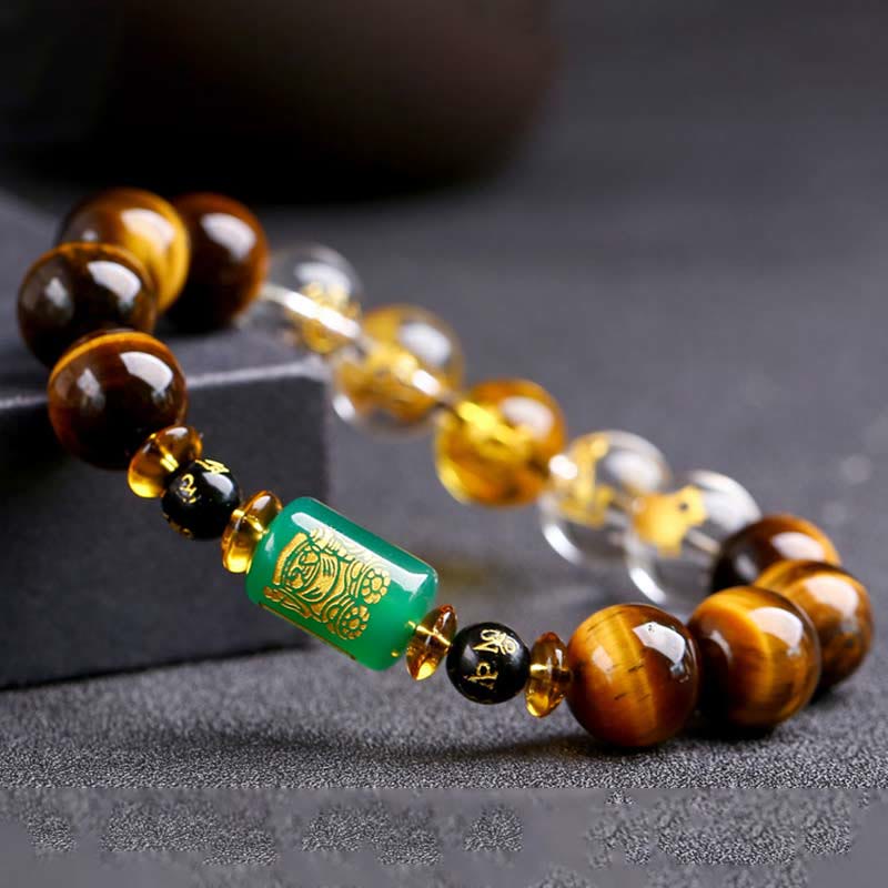 Chinese Zodiac Tiger Eye White Crystal Courage Bracelet - Image 26