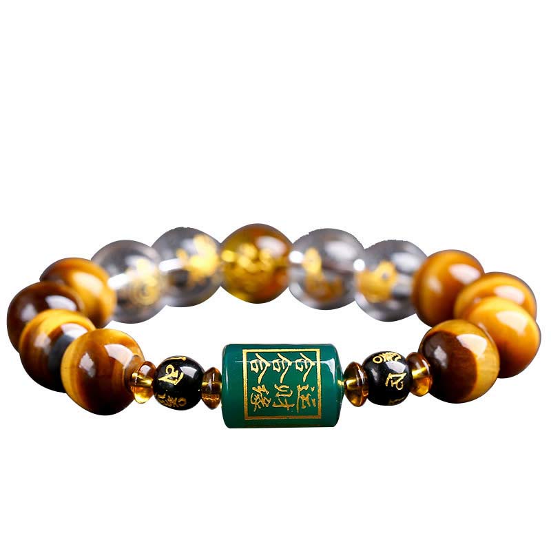 Chinese Zodiac Tiger Eye White Crystal Courage Bracelet - Image 56
