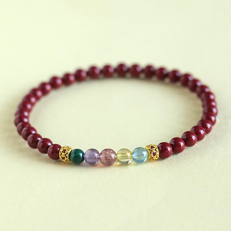 Cinnabar Aquamarine Citrine Strawberry Quartz Amethyst Malachite Blessing Bracelet