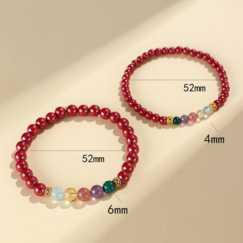 Cinnabar Aquamarine Citrine Strawberry Quartz Amethyst Malachite Blessing Bracelet - Image 14