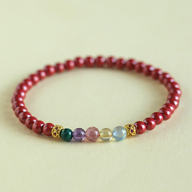 Cinnabar Aquamarine Citrine Strawberry Quartz Amethyst Malachite Blessing Bracelet - Image 7