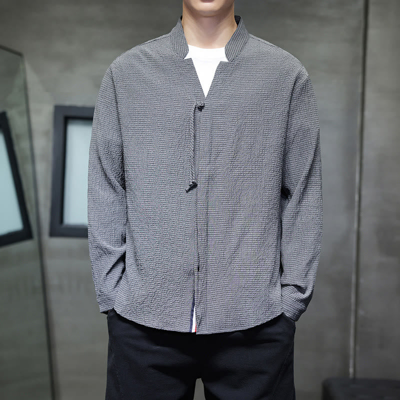 Fall Solid Color Men's Button Long Sleeve Shirt Clothing