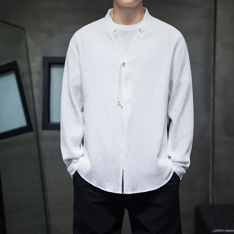 Fall Solid Color Men's Button Long Sleeve Shirt Clothing - Image 10