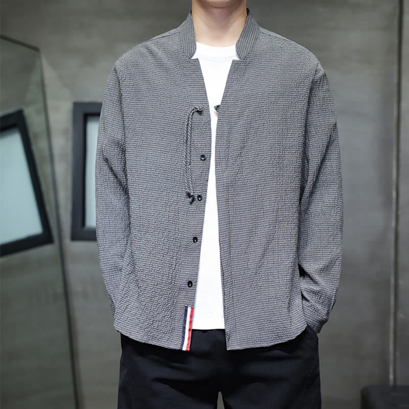 Fall Solid Color Men's Button Long Sleeve Shirt Clothing - Image 4