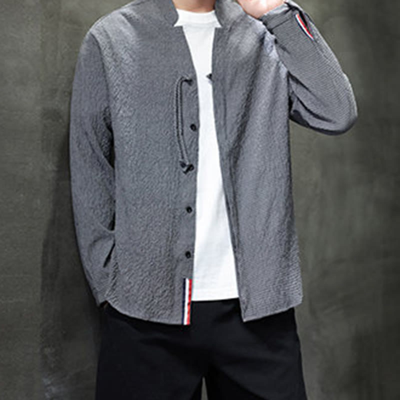 Fall Solid Color Men's Button Long Sleeve Shirt Clothing - Image 9