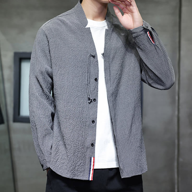 Fall Solid Color Men's Button Long Sleeve Shirt Clothing - Image 6