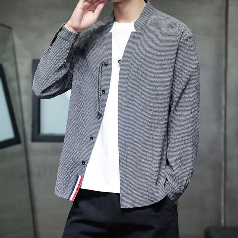 Fall Solid Color Men's Button Long Sleeve Shirt Clothing - Image 7