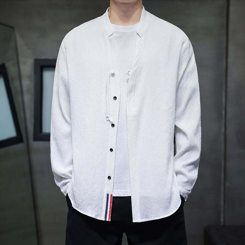 Fall Solid Color Men's Button Long Sleeve Shirt Clothing - Image 15