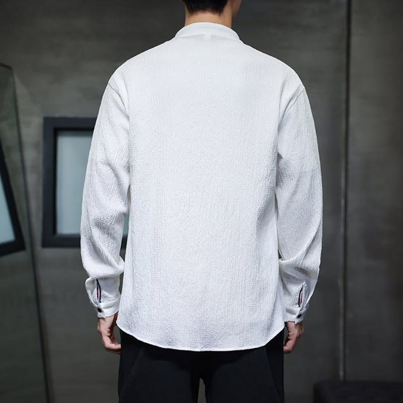 Fall Solid Color Men's Button Long Sleeve Shirt Clothing - Image 14