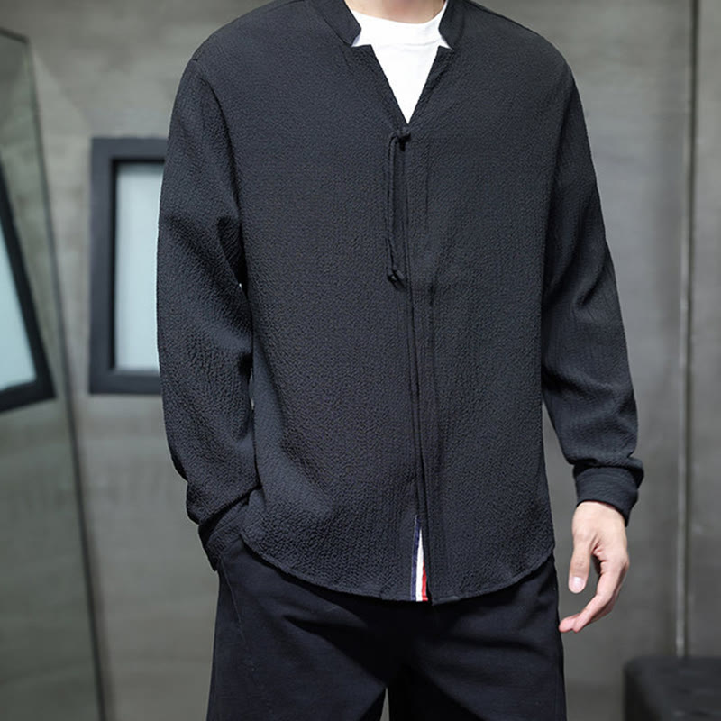 Fall Solid Color Men's Button Long Sleeve Shirt Clothing - Image 18