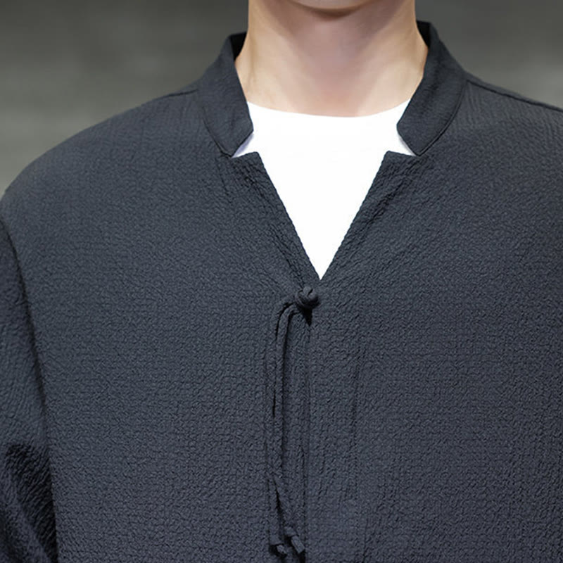 Fall Solid Color Men's Button Long Sleeve Shirt Clothing - Image 25