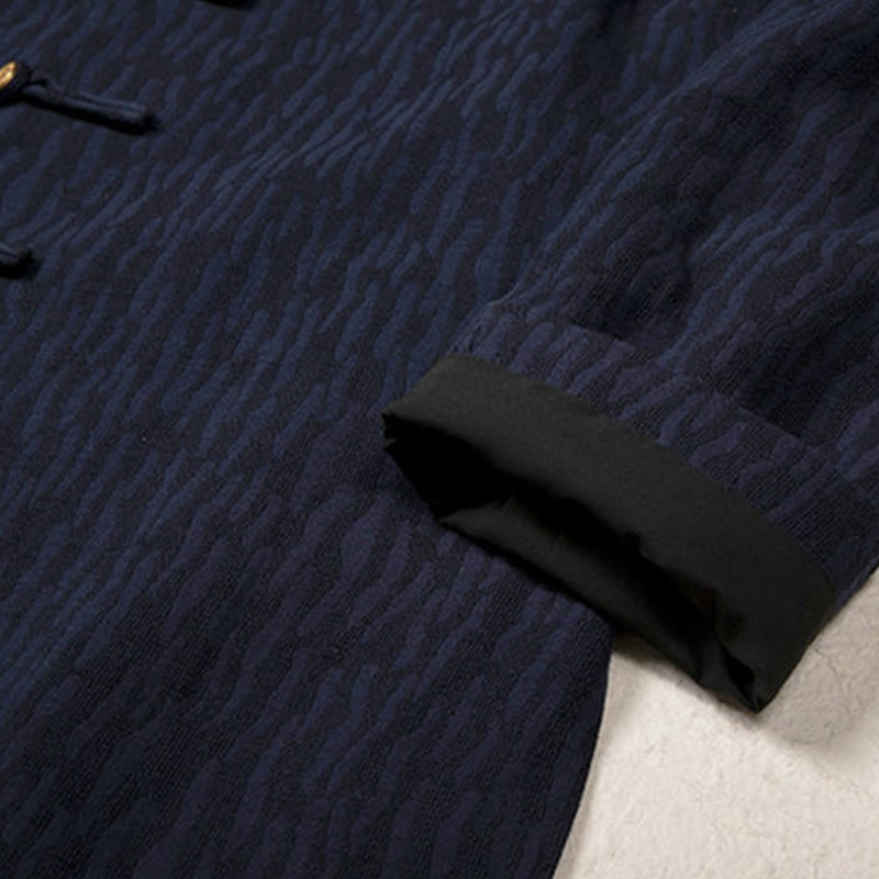 Casual Frog-Button Tang Suit Jacquard Linen Men's Shirt - Image 17