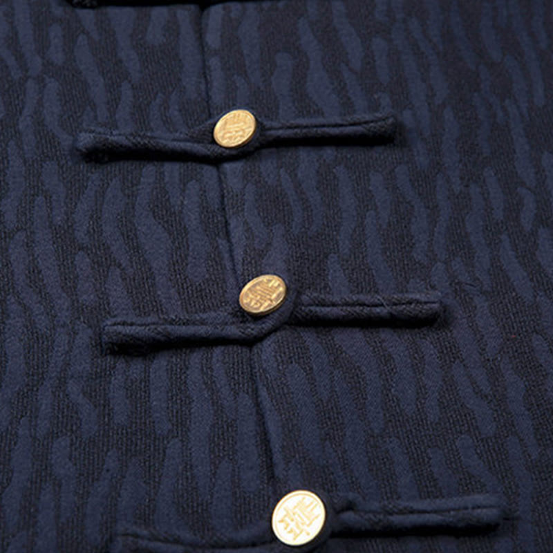 Casual Frog-Button Tang Suit Jacquard Linen Men's Shirt - Image 16