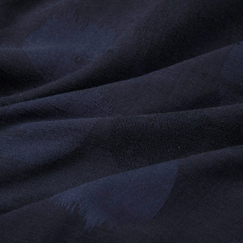 Solid Color Men's V-Neck Long Sleeve Shirt Jacquard Cotton Clothing - Image 8