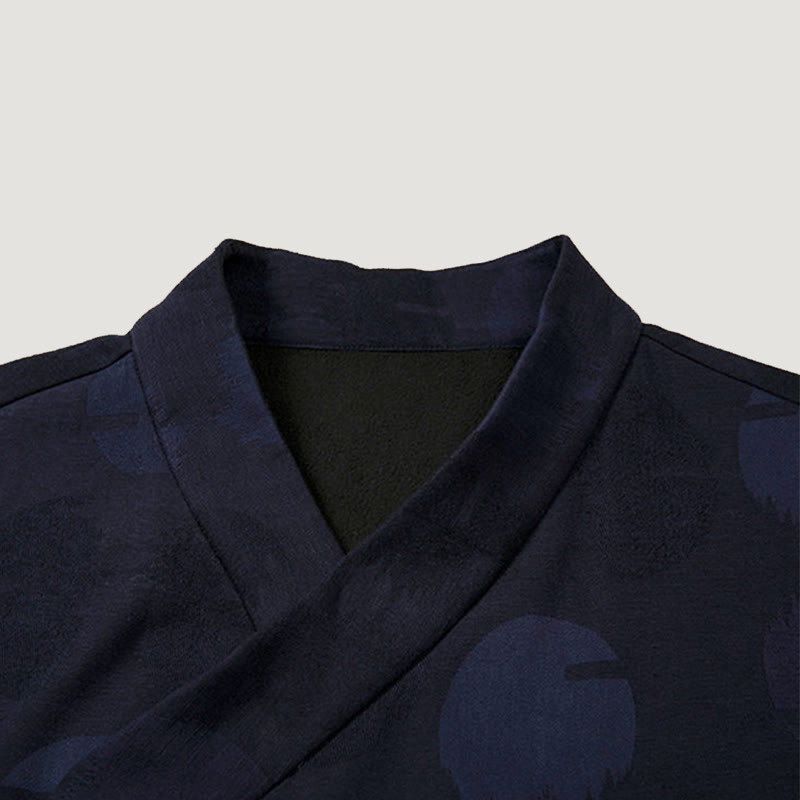 Solid Color Men's V-Neck Long Sleeve Shirt Jacquard Cotton Clothing - Image 6