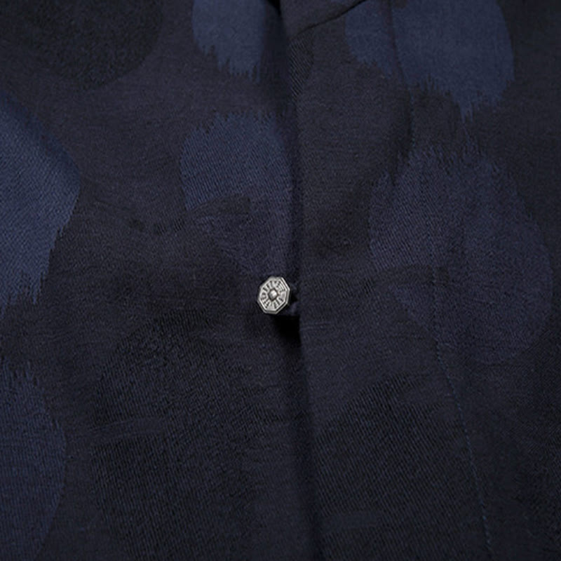 Solid Color Men's V-Neck Long Sleeve Shirt Jacquard Cotton Clothing - Image 7