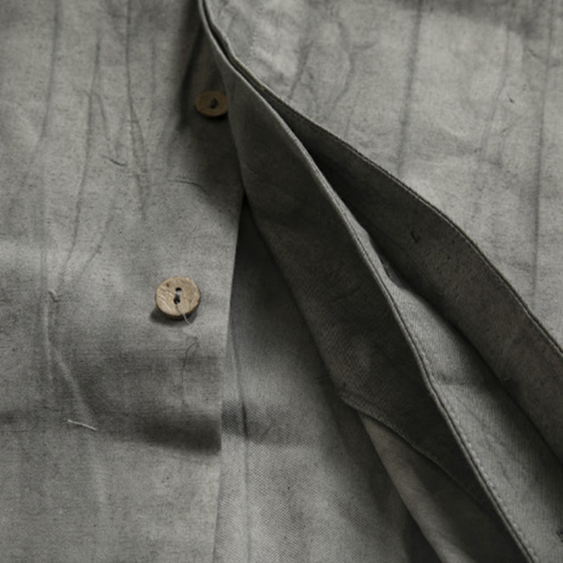 Casual Gray Men's Frog-Button Shirt Zen Clothing - Image 7