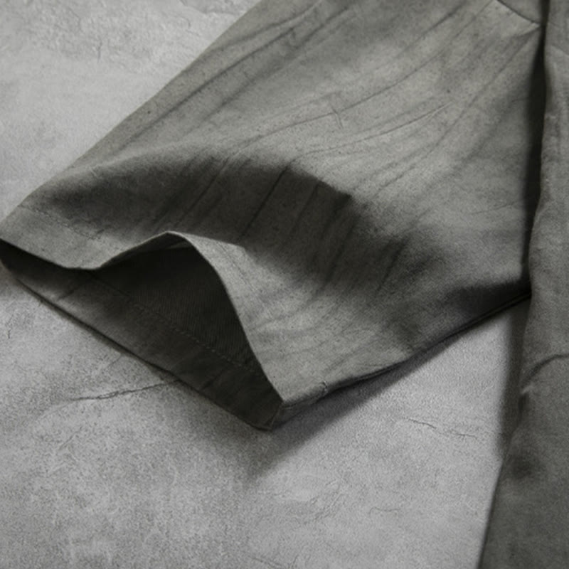 Casual Gray Men's Frog-Button Shirt Zen Clothing - Image 8