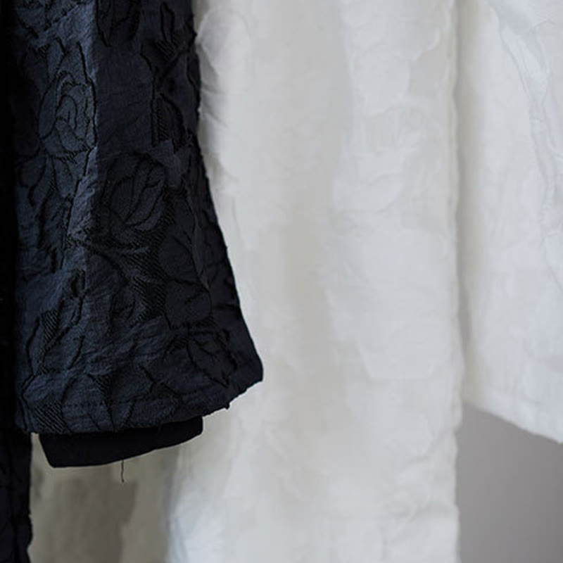 Fall Chinese Frog-Button Rose Peony Cotton Men's Tang Suit Robe - Image 9