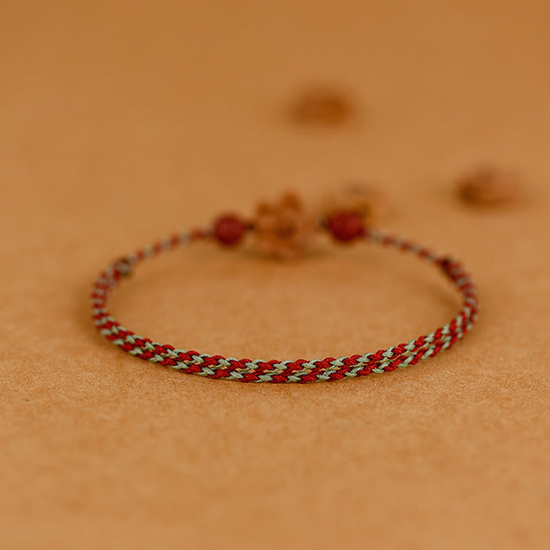 Peach Wood Small Peach Blossom Cinnabar Wealth String Bracelet Anklet - Image 16