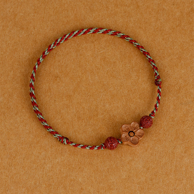 Peach Wood Small Peach Blossom Cinnabar Wealth String Bracelet Anklet - Image 11