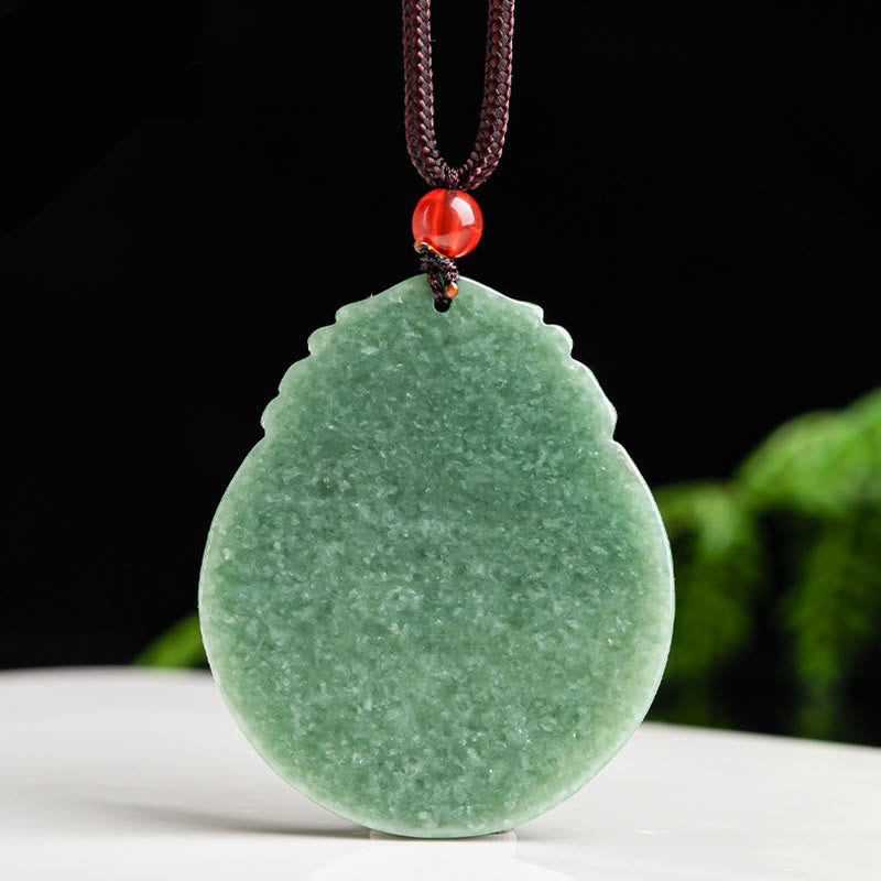 Round Lotus Pattern Jade Abundance Prosperity Necklace Rope Pendant - Image 5
