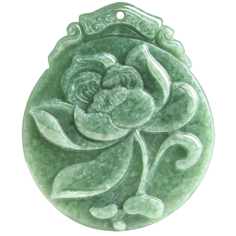 Round Lotus Pattern Jade Abundance Prosperity Necklace Rope Pendant - Image 10