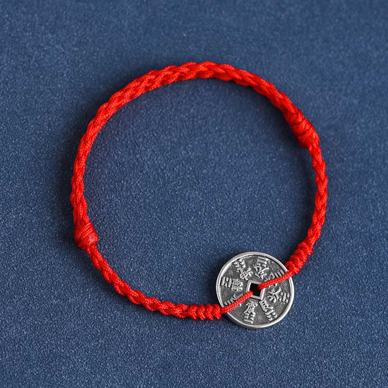 925 Sterling Silver Coin Protection Braided Bracelet Anklet - Image 11