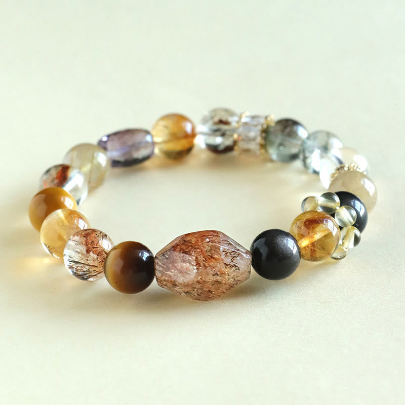 Super Seven Crystal Topaz Obsidian Tiger Eye Positivity Bracelet