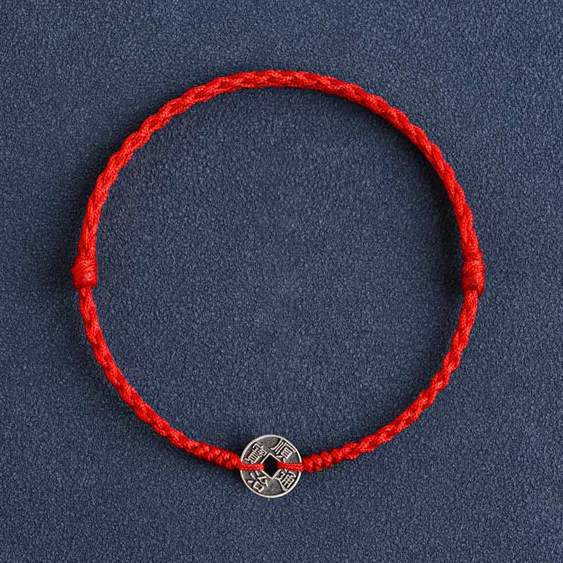 925 Sterling Silver Five Emperor Coins Red String Protection Luck Braided Bracelet Anklet - Image 11